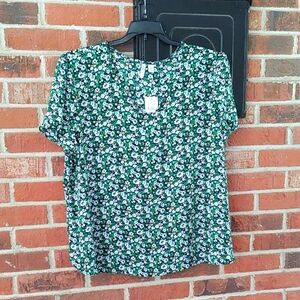Cato XOXO Cupid Green Boxy Tulip Sleeve Blouse Size XL
